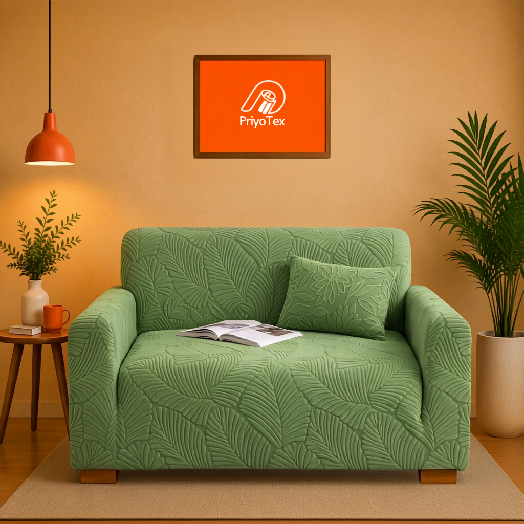 Olive Green Fujian Jacquard Sofa Cover – High Stre...